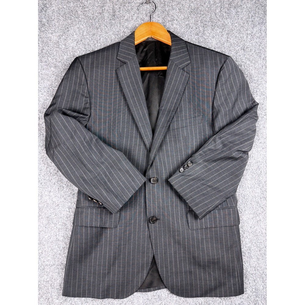BOSS Hugo Boss Mens Pinstripe Blazer Gray Wool Jacket James4/Sharp6WE 40S